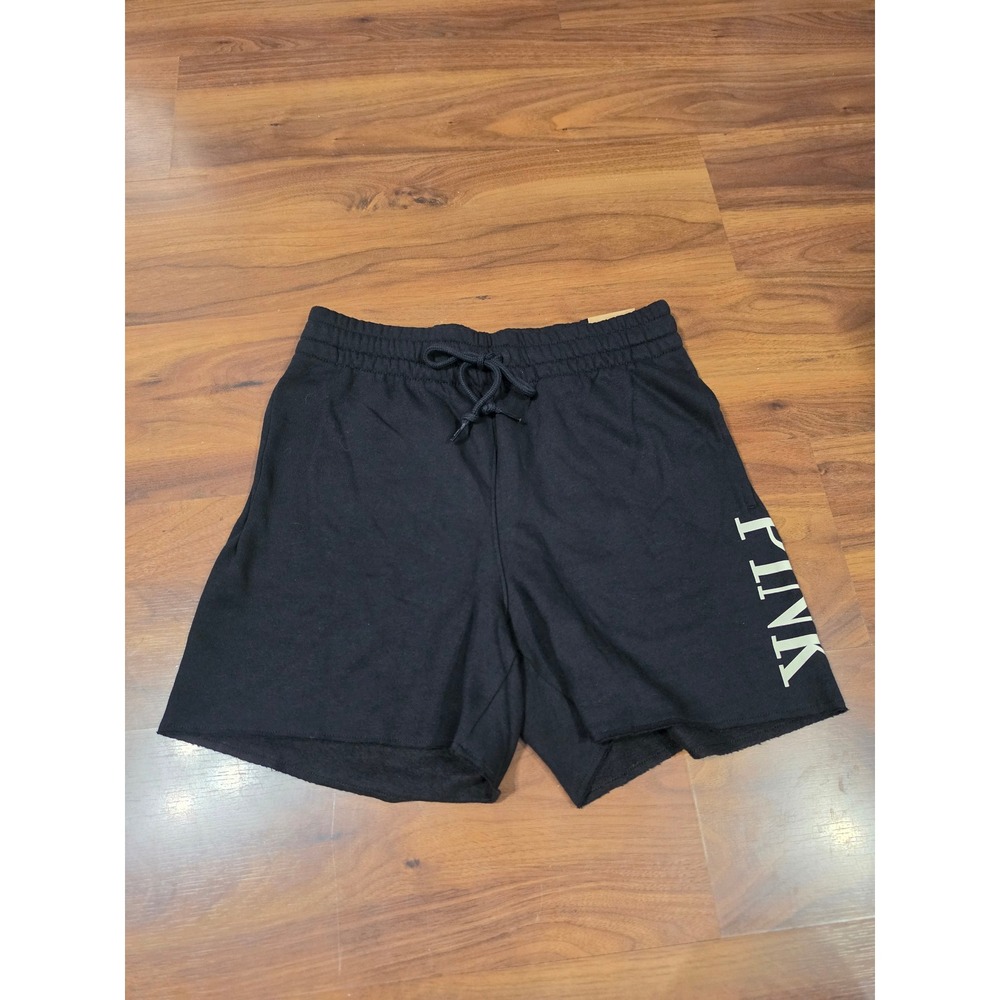 Victoria's Secret Sweat Shorts Women Small Black NWT Relaxed Logo Lounge